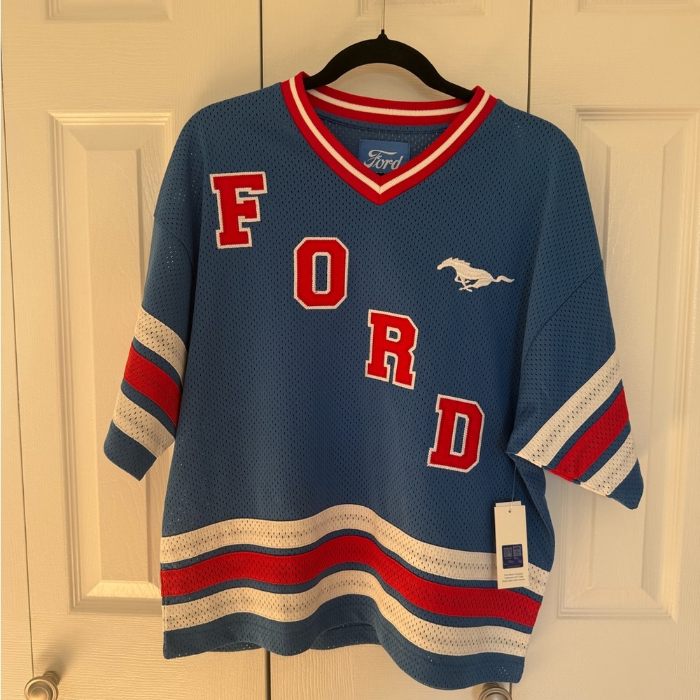 Ford Blue Mesh Jersey with Red & White Trim